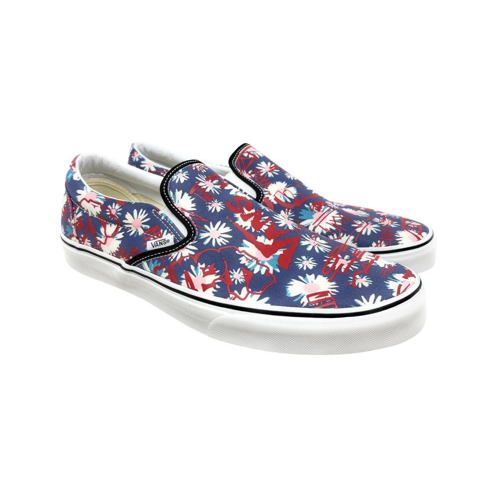 VANS Classic Slip-On Men Size 10 Red New Vans Crew Floral Athletic Sneakers